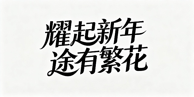 耀起新年  途有繁花   生成艺术字体，有曲线感，笔画大气