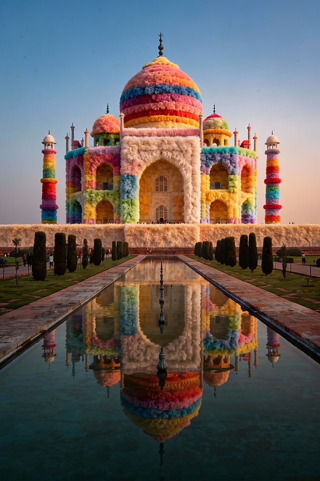 🌈全毛绒质感建筑，彩虹色调萌翻啦！