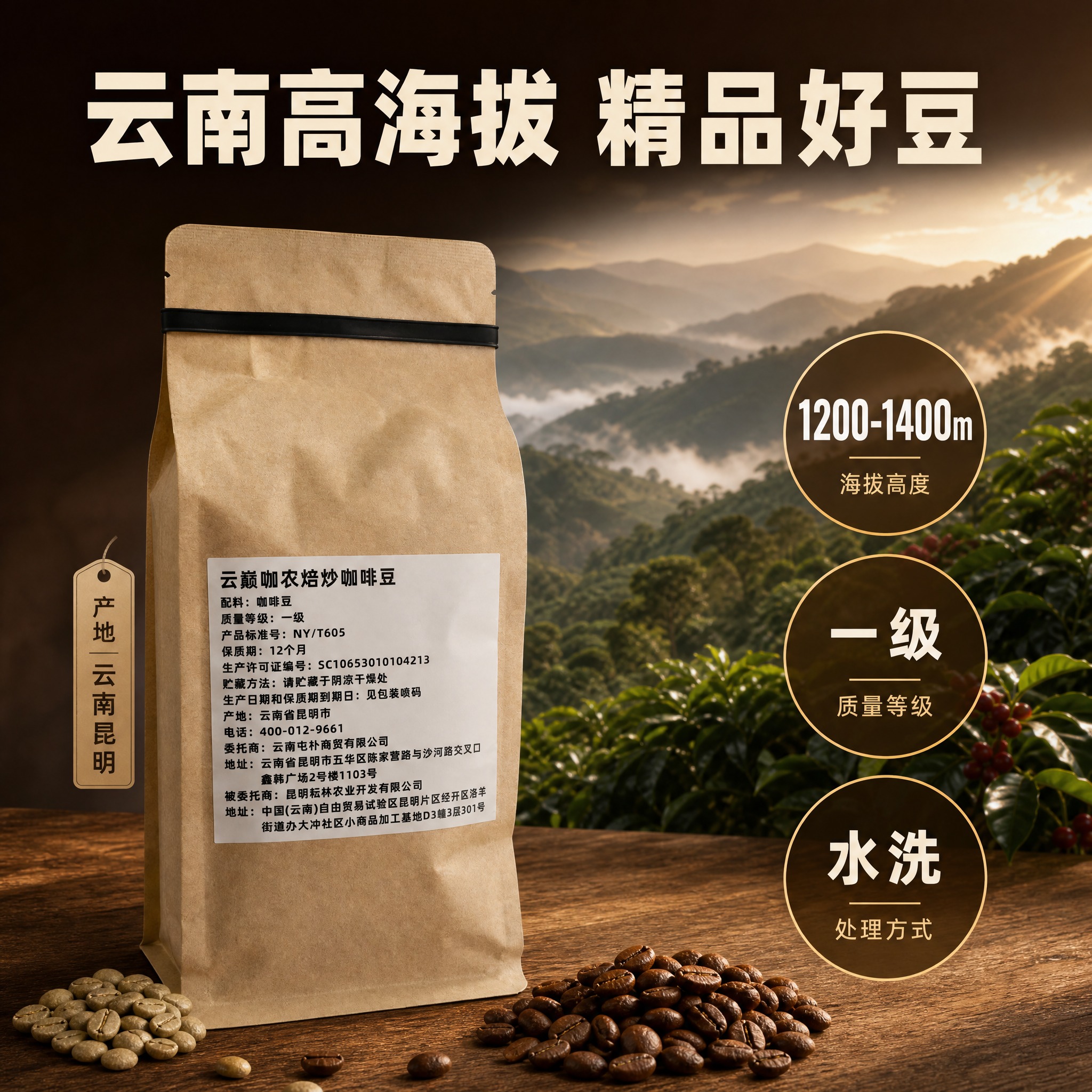 [主图-2] 产地溯源与品质信任图，核心任务是展示云南高海拔产… - 图片创意预览