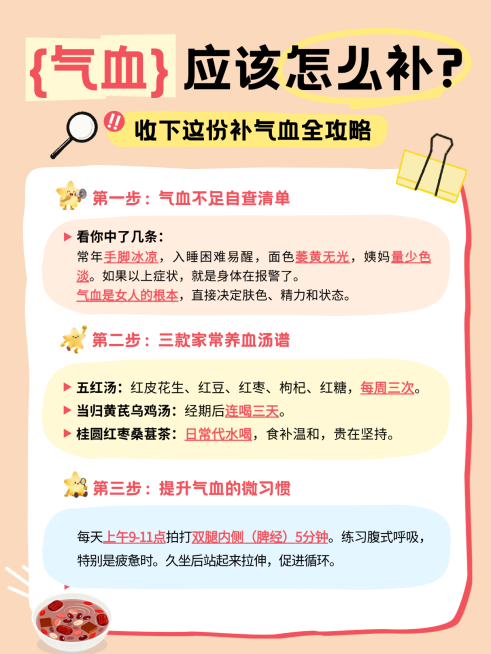 日常养生补气血科普指南分享养生科普小红书封面预览效果
