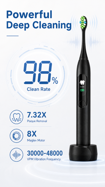 [Second Screen] Core Cleaning Power display for screen electric toothbrush. Use image 1 as product r预览效果