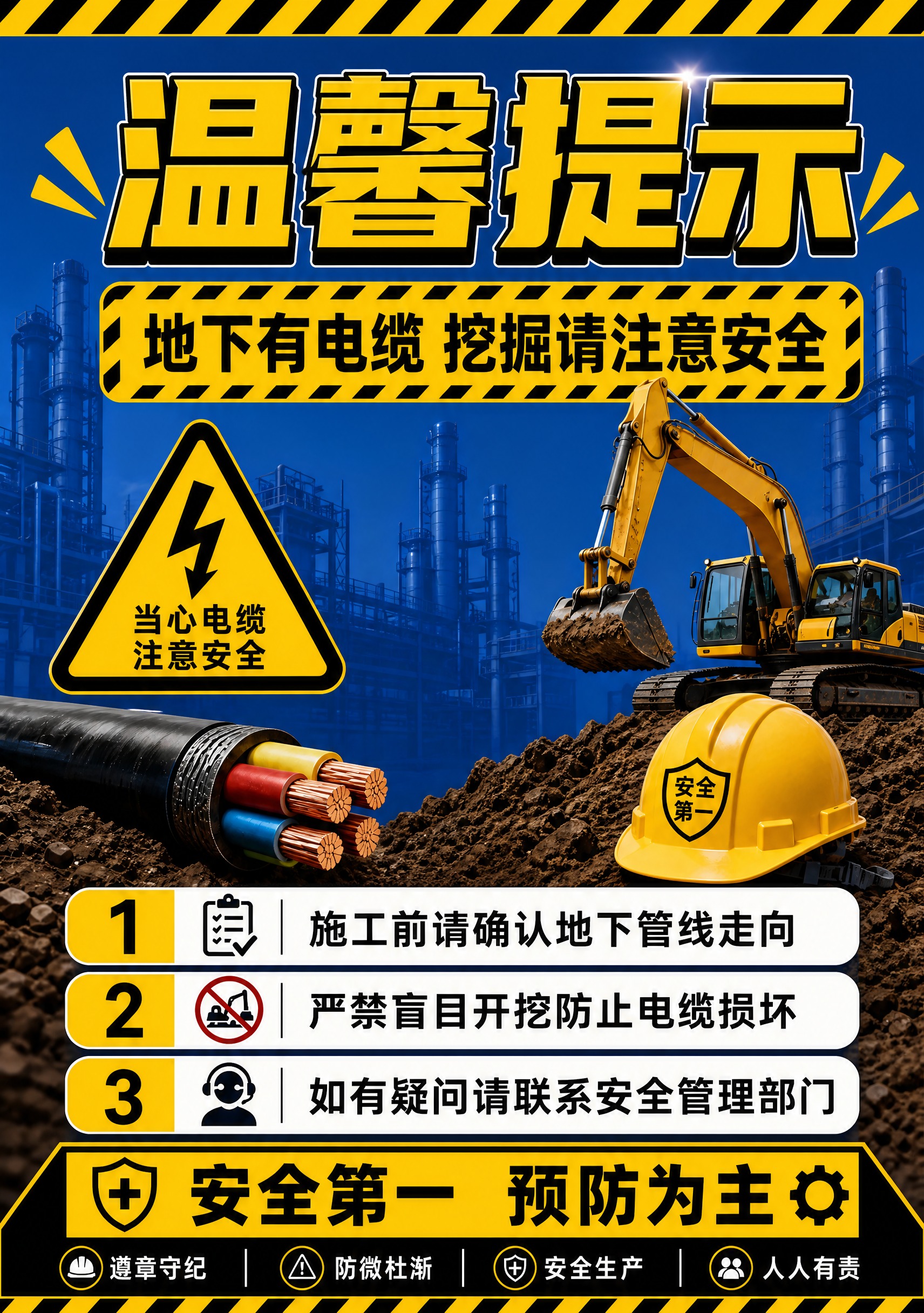 将这张厂区安全温馨提示海报改为竖版构图，去掉左上角的公司log… - 图片创意预览