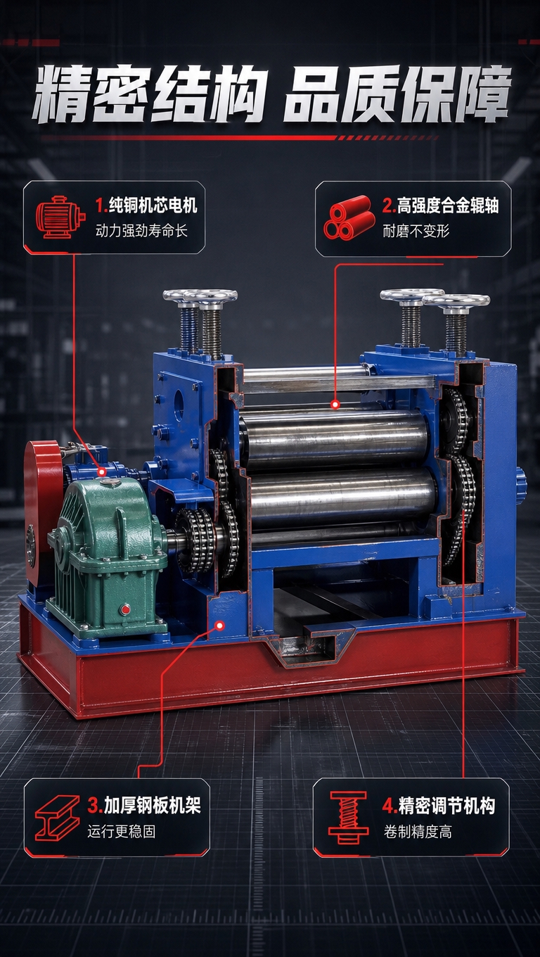 [商品] 使用【图1】四辊卷板机（校平机）；保留蓝色机架、红色… - 图片创意预览