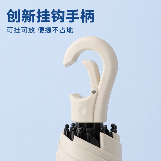 「图片1」，生成一套主图（5张），商品名称是防晒小冰伞，卖点是环扣挂钩手柄，高颜值纯色，UPF50+防晒，秒降温/冰感涂层，风格是功能美学 / 户外极简，适配抖音平台，主图比例为1:1预览效果