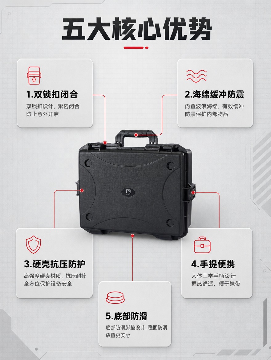 [商品] 使用【图1】黑色手提防护箱作为中心主图；严格保留产品… - 图片创意预览