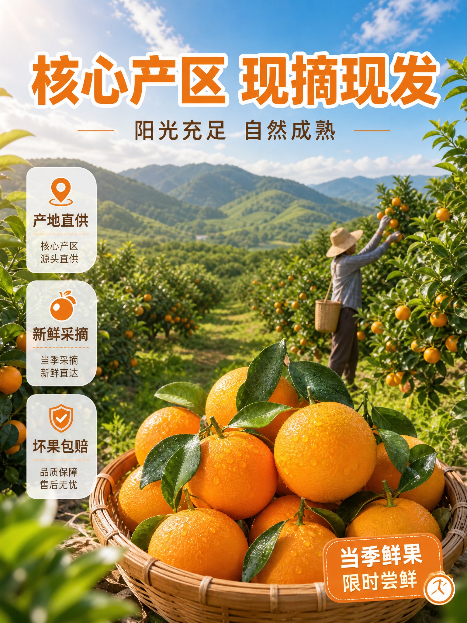 [商品] 使用【图1】带绿叶的新鲜橙子；保留橙黄果皮、带叶果梗… - 图片创意预览