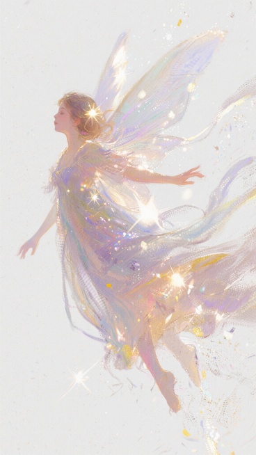 卡通插画，小仙女插画，飞舞，仙气飘飘，白底预览效果