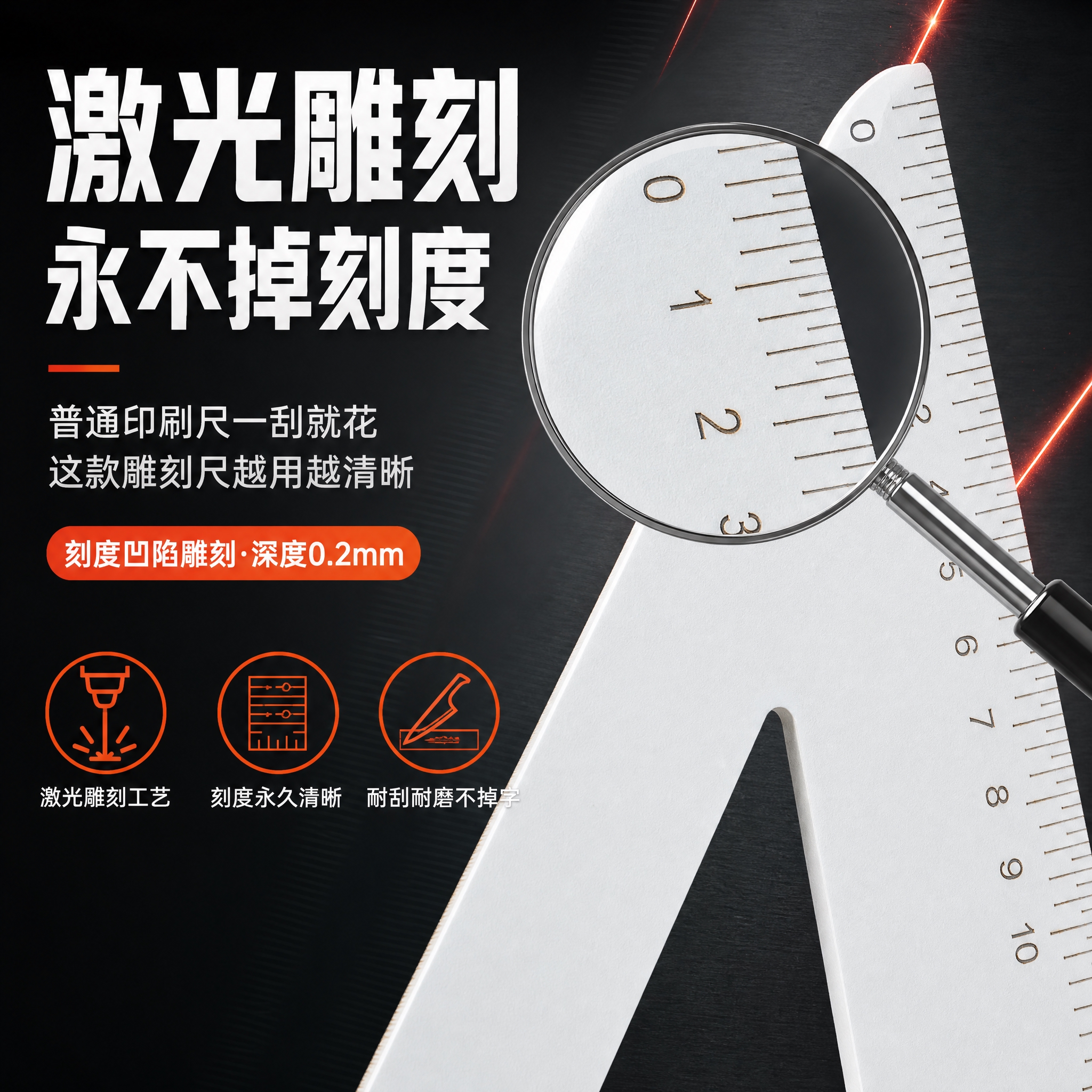 [主图-2] 核心亮点，主题：激光雕刻不掉刻度技术证明，突出刻… - 图片创意预览
