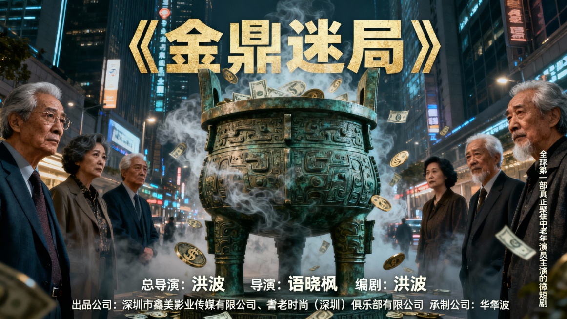 制作一副电影海报          《金鼎迷局》
          总导演：洪波    导演：语晓枫
                         编剧：洪波预览效果