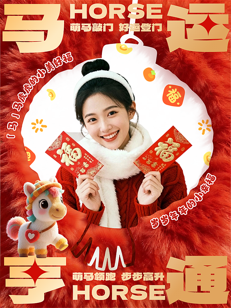 春节节日祝福通用喜庆感小红书封面