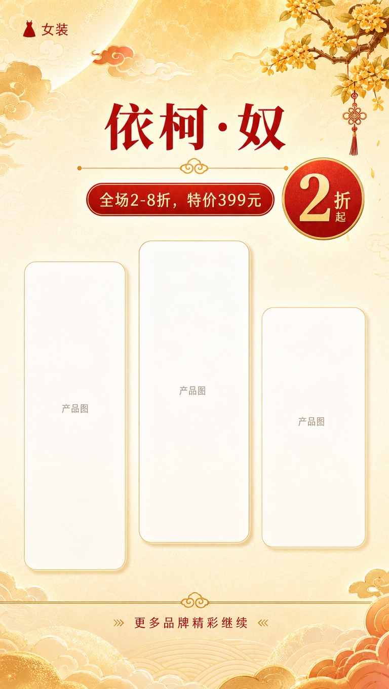 [商品] 无实物产品图，为女装品牌折扣展示页；依柯·奴品牌预留… - 图片创意预览