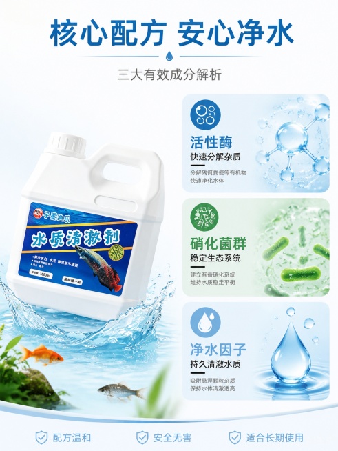 [第4屏] 核心成分-三大有效成分解析。本屏使用【图1】作为商品主体。
[氛围/风格] 专业安心，干净通透
[元素布局] 产品放在左上位置，占比约40%，保持外观一致。右侧三格竖排，每格展示一个核心成预览效果