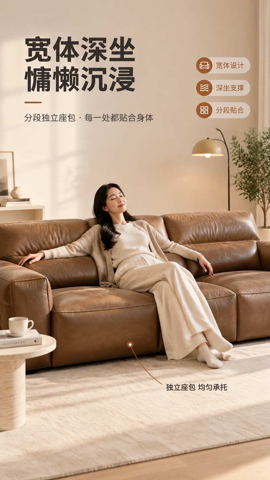 [商品] 使用【图1】LKS8813布丁沙发棕色真皮款；保留三… - 图片创意预览