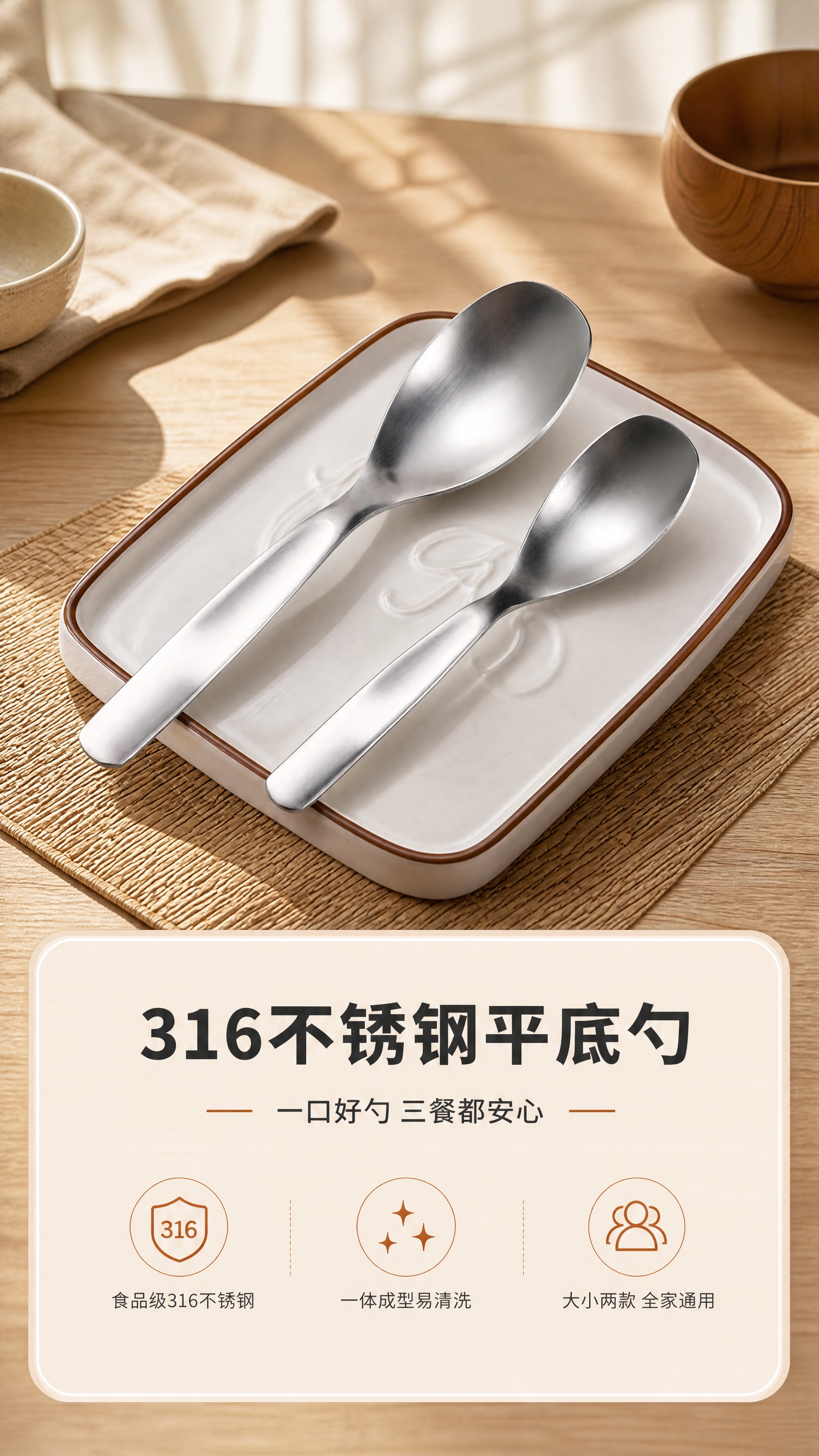 [商品] 使用【图1】316不锈钢平底勺（大小号2支套装）；保… - 图片创意预览