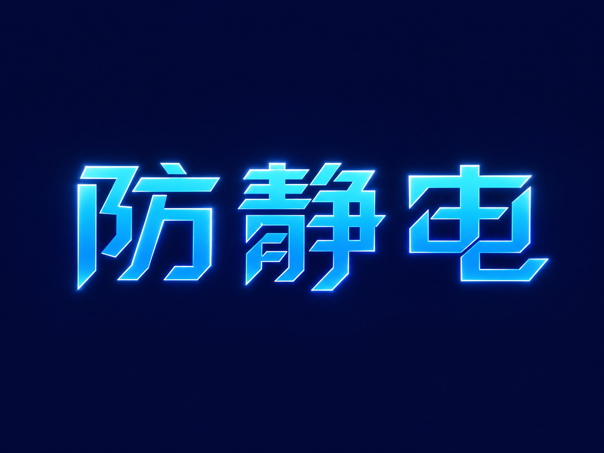 干净的纯深蓝色背景。平面艺术字体设计，3个字主体文字"防静电"… - 图片创意预览