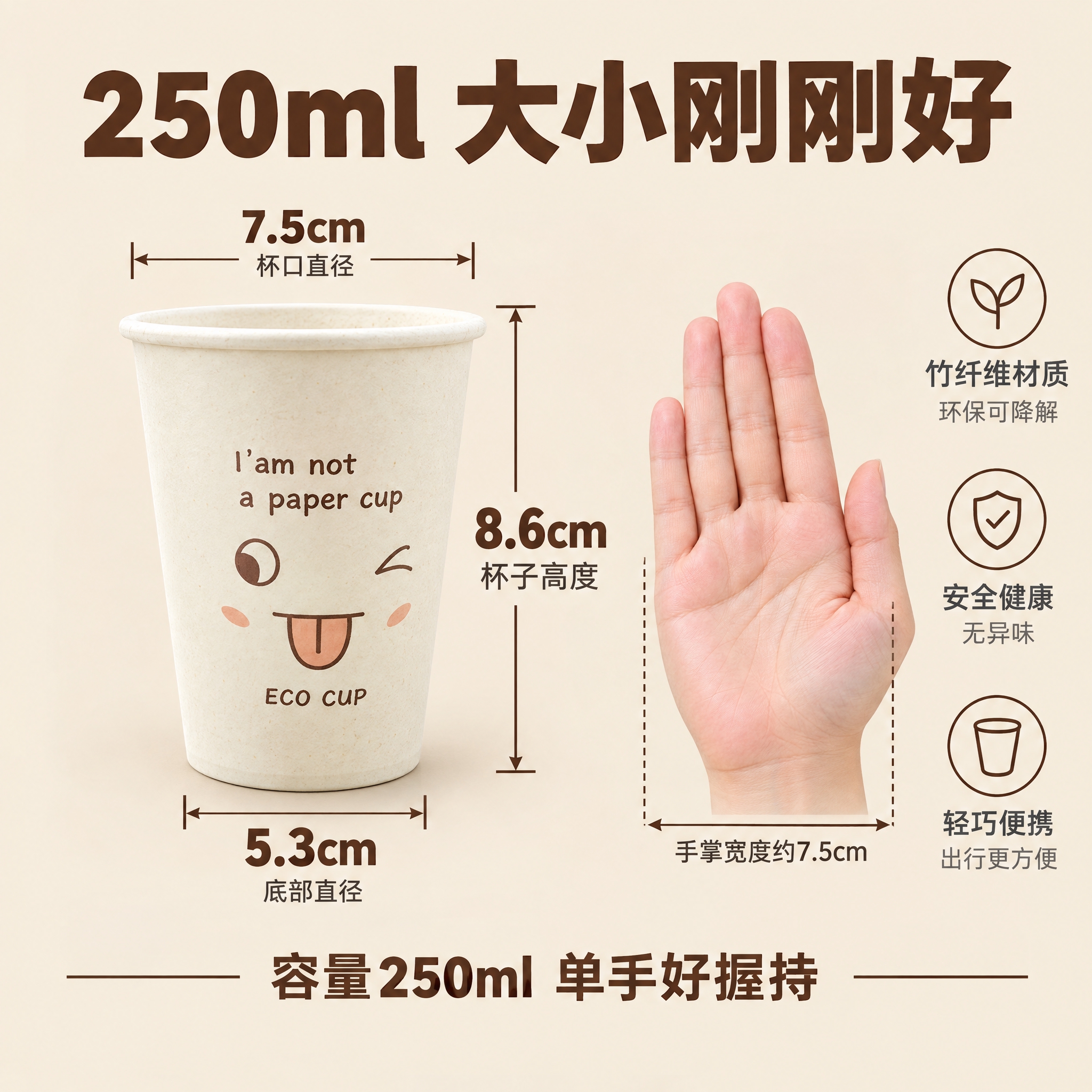 [主图-5] 250ml竹纤维环保漱口杯（ECO CUP表情款… - 图片创意预览