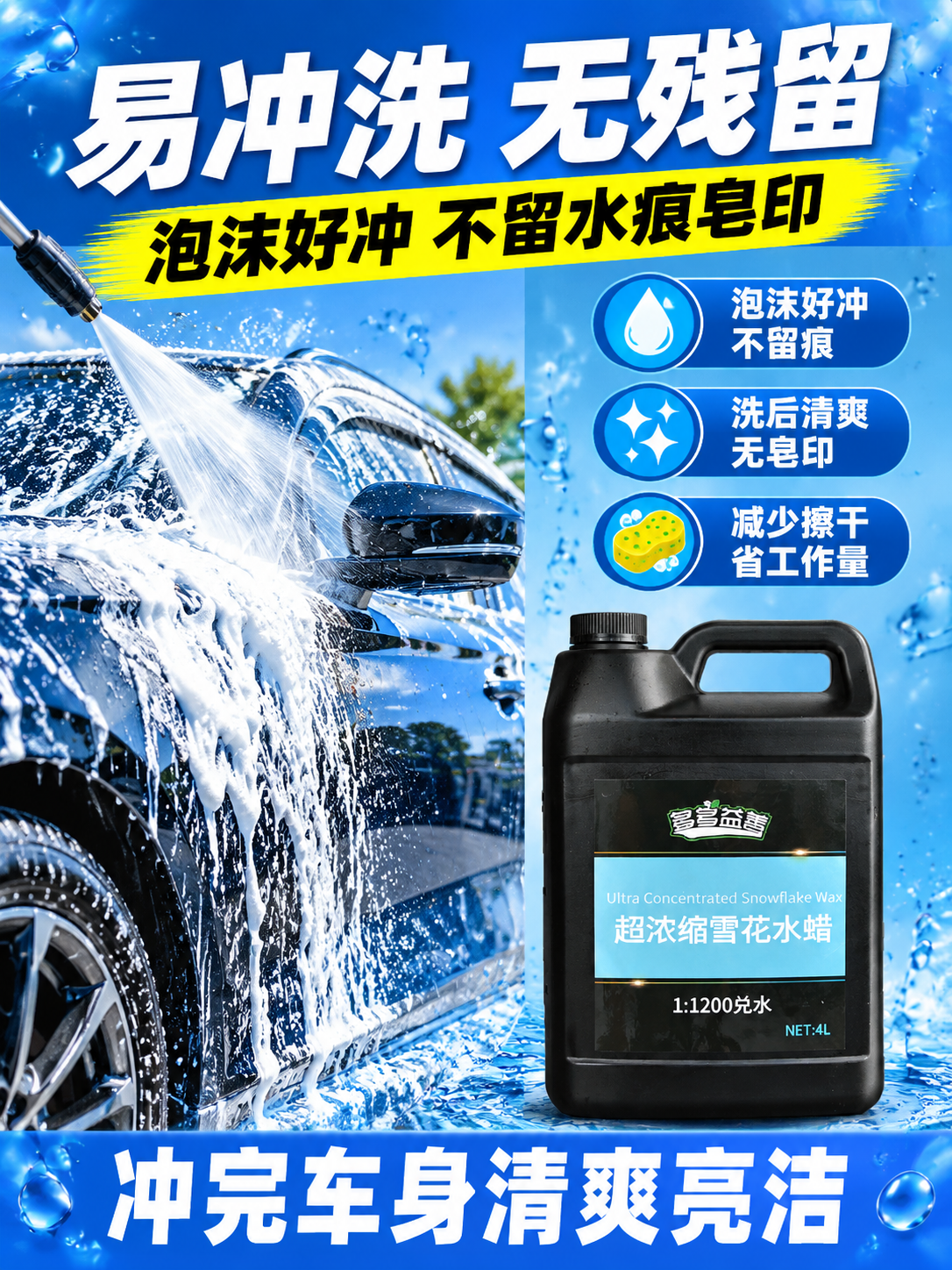 [商品] 使用【图1】多多益善超浓缩雪花水蜡4L黑色桶；保留黑… - 图片创意预览