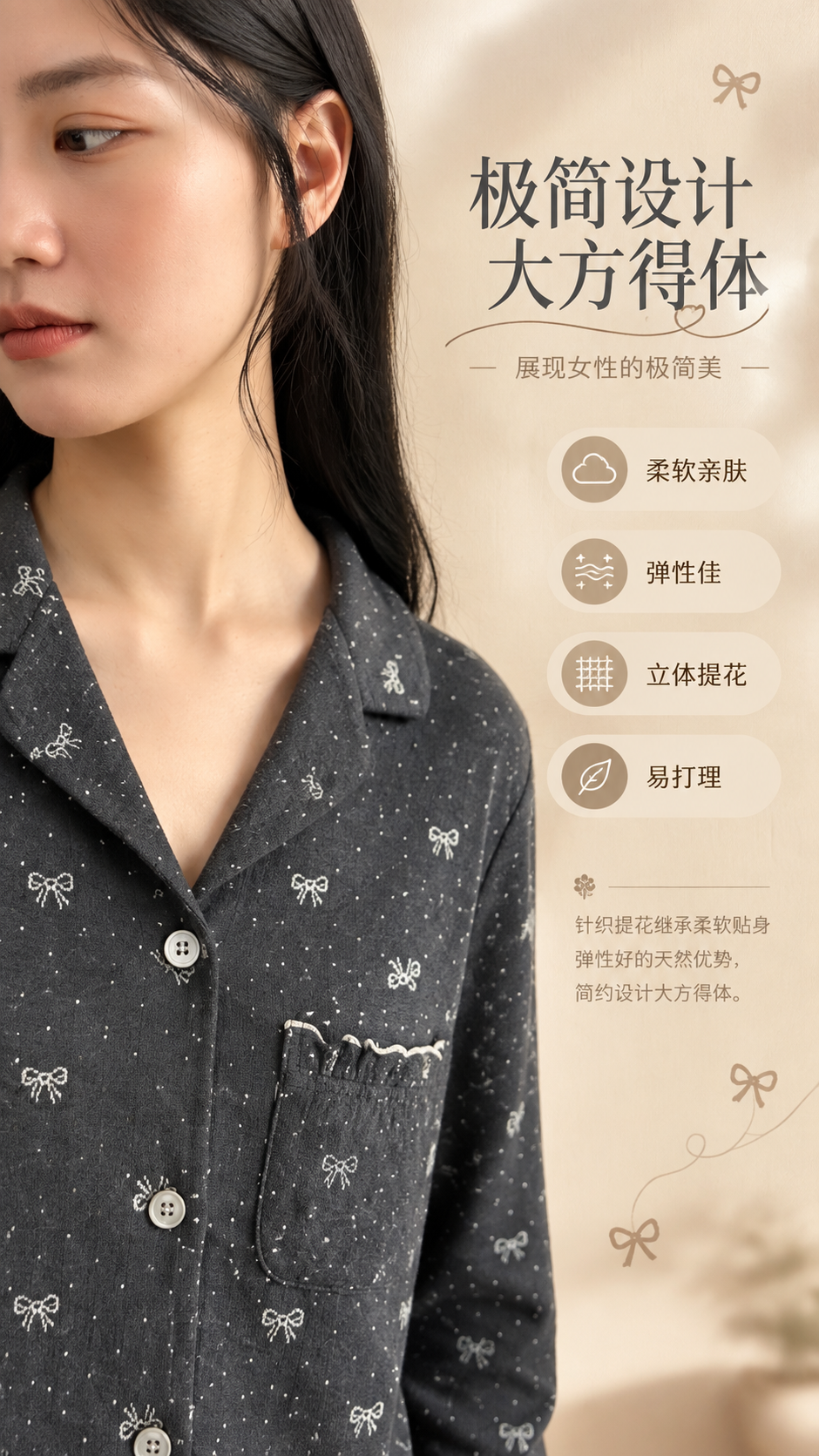 [商品] 使用【图6】深花灰针织提花睡衣上半身细节图；商品处理… - 图片创意预览