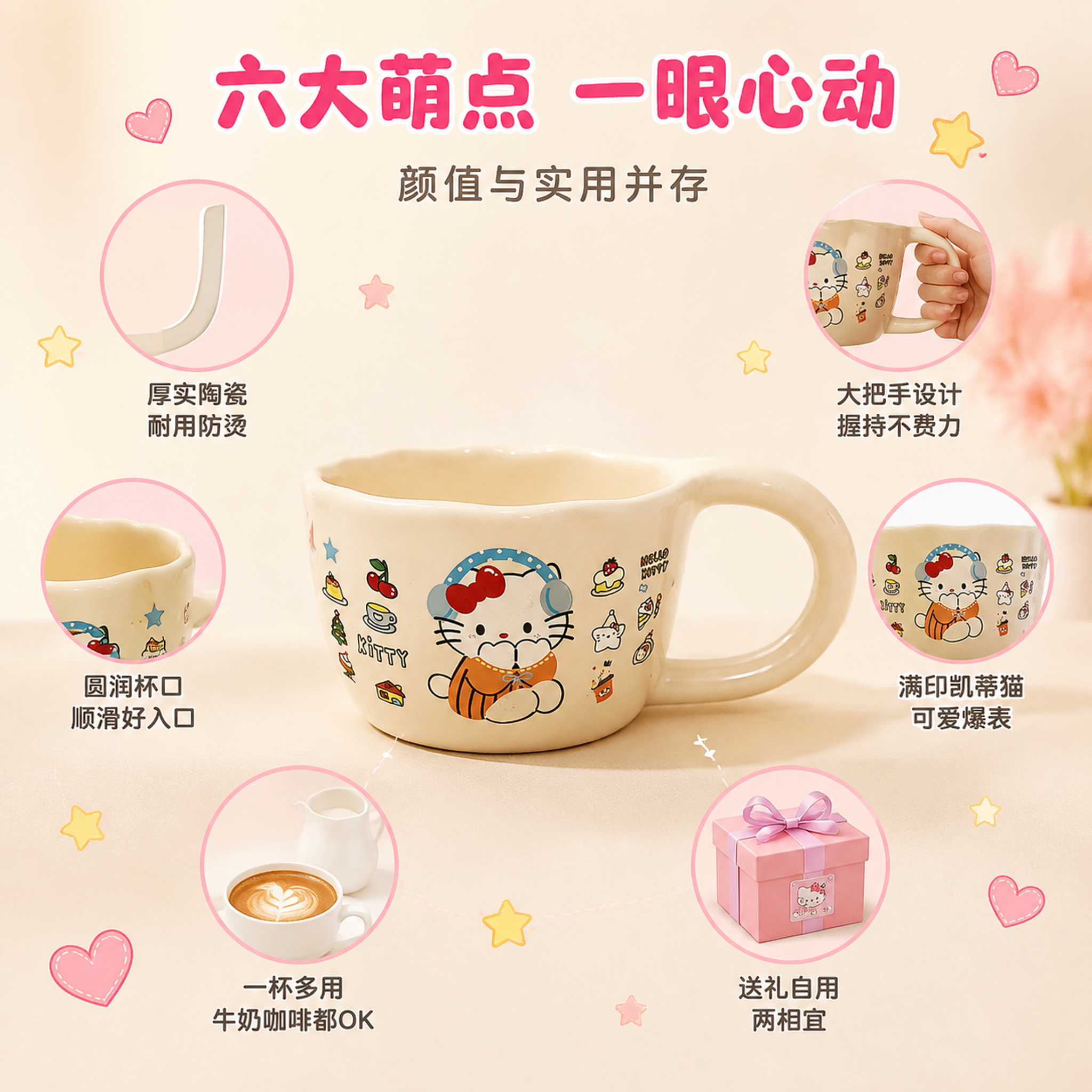 [主图-2] Hello Kitty马克杯核心亮点卖点图，六大… - 图片创意预览