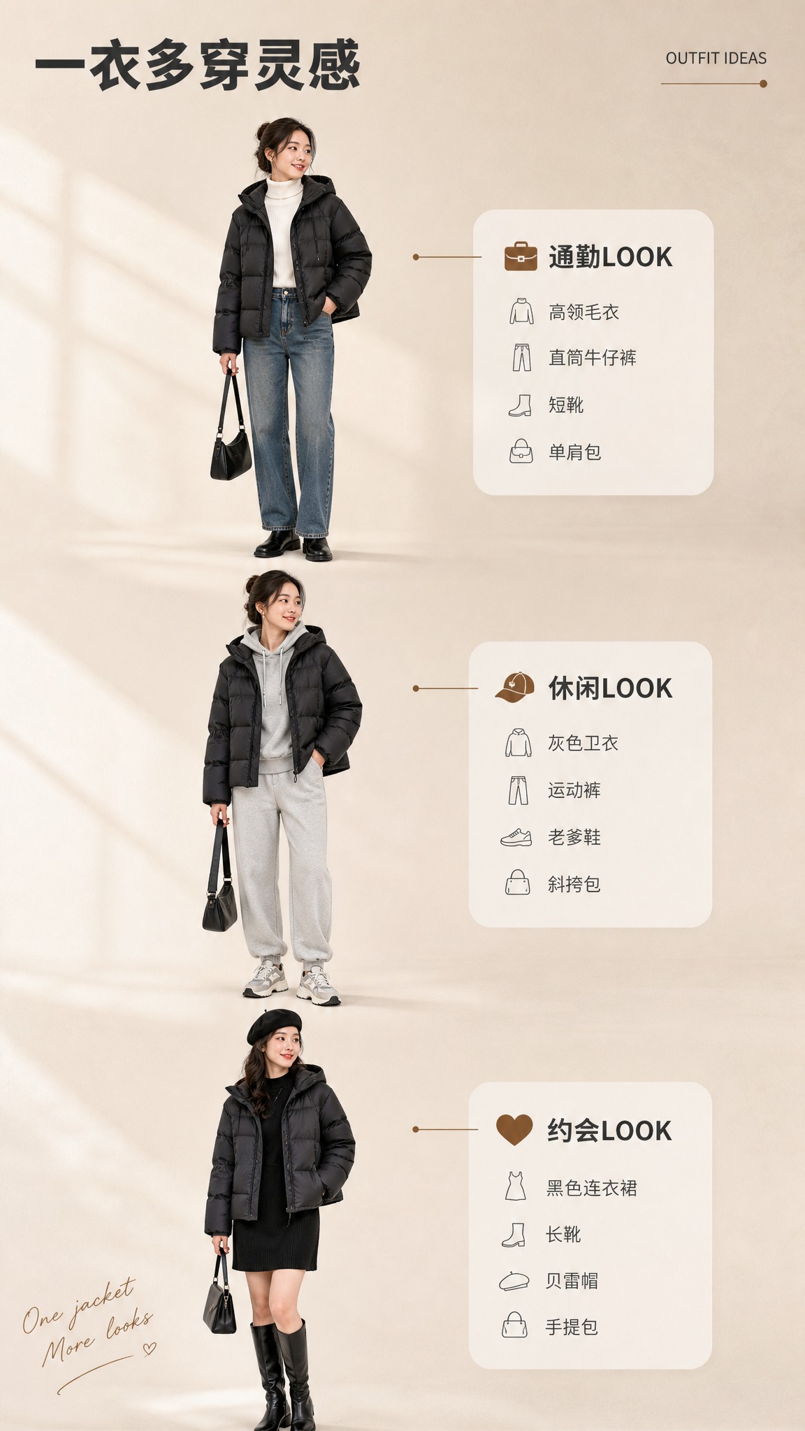[商品] 使用【图1】黑色连帽短款羽绒服；商品处理：保留连帽抽… - 图片创意预览