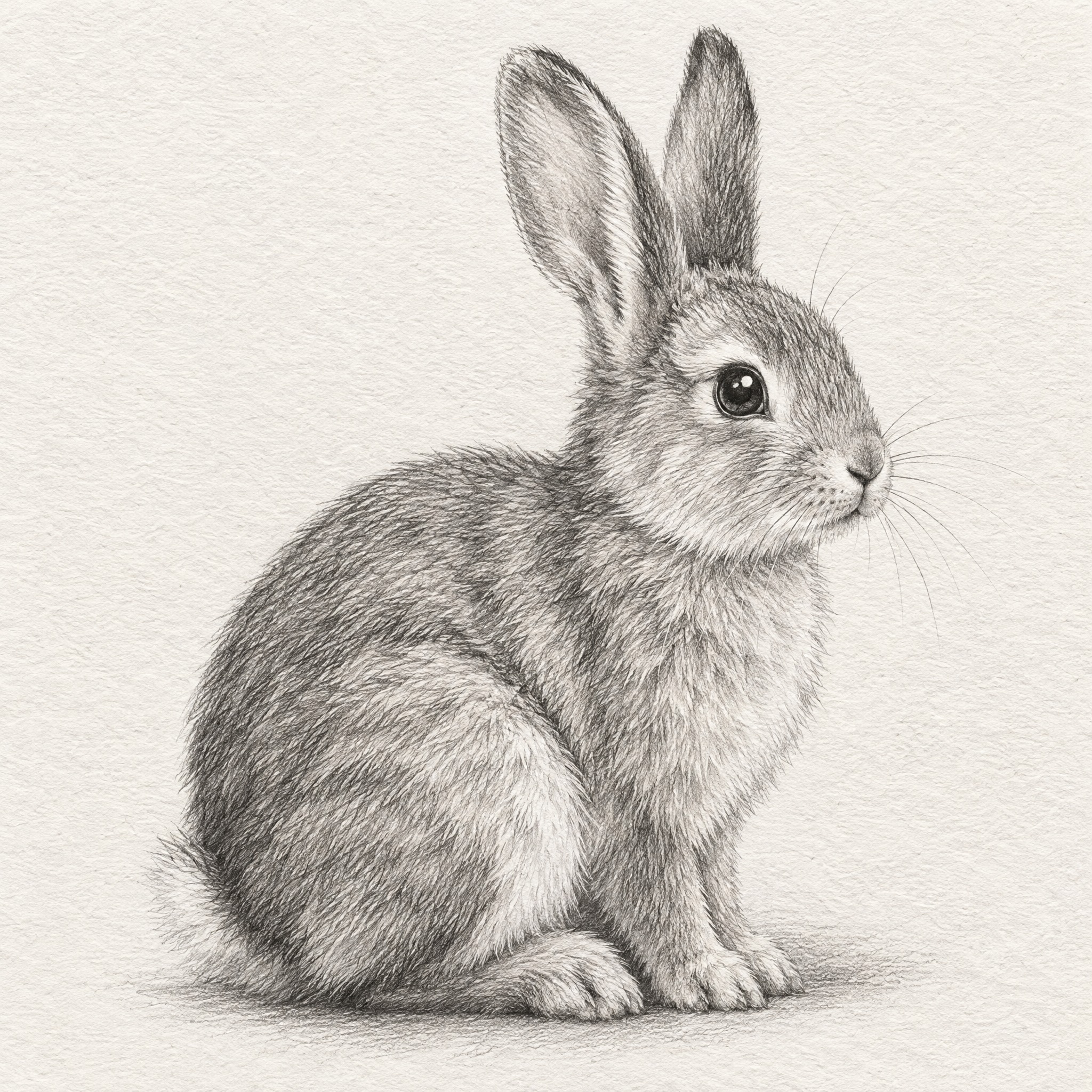 一幅精致的兔子素描画，铅笔手绘风格。画面主体是一只可爱的兔子，… - 图片创意预览