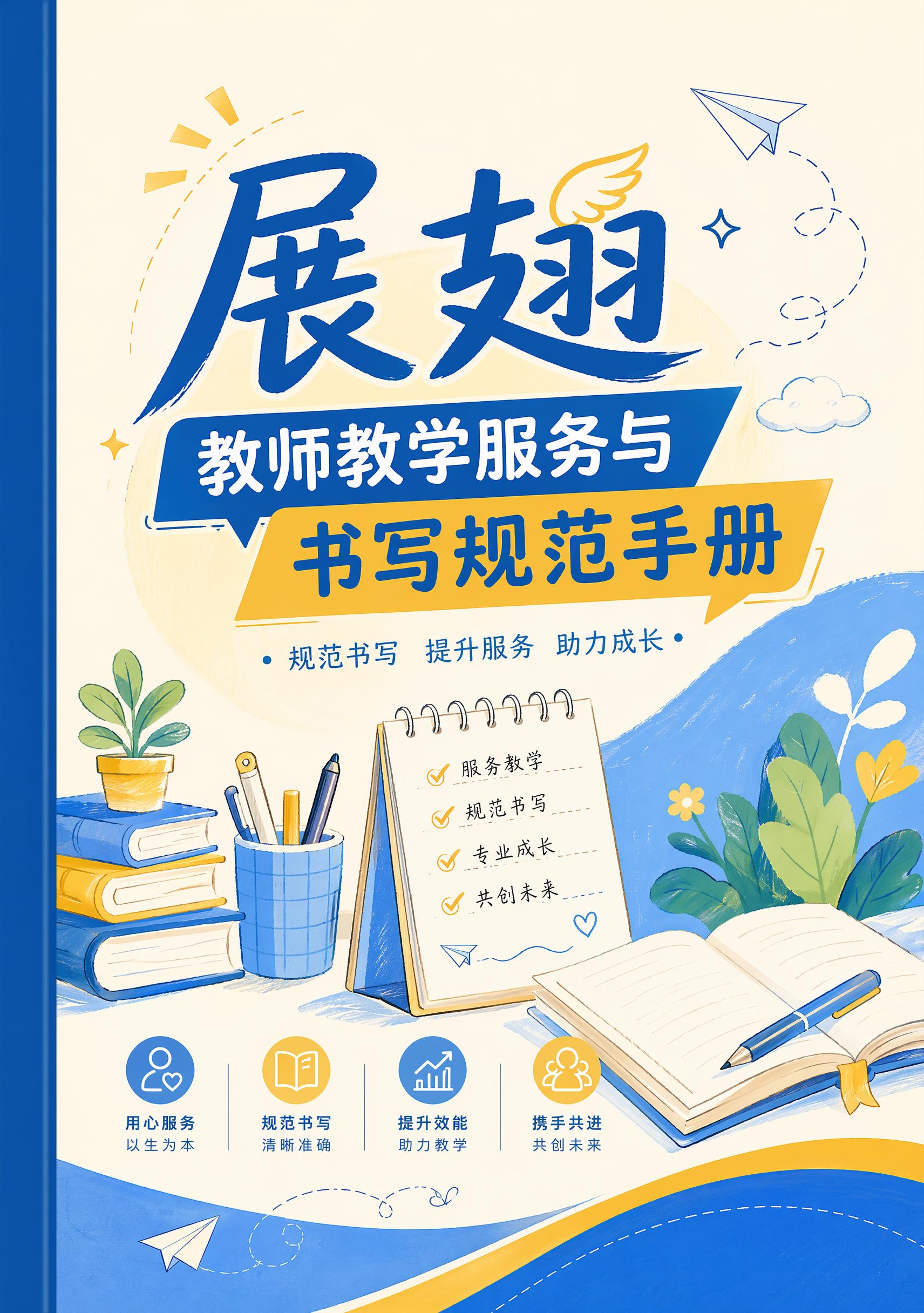 再次重新生成一本书的封面，书名是“展翅教师教学服务与书写规范手… - 图片创意预览