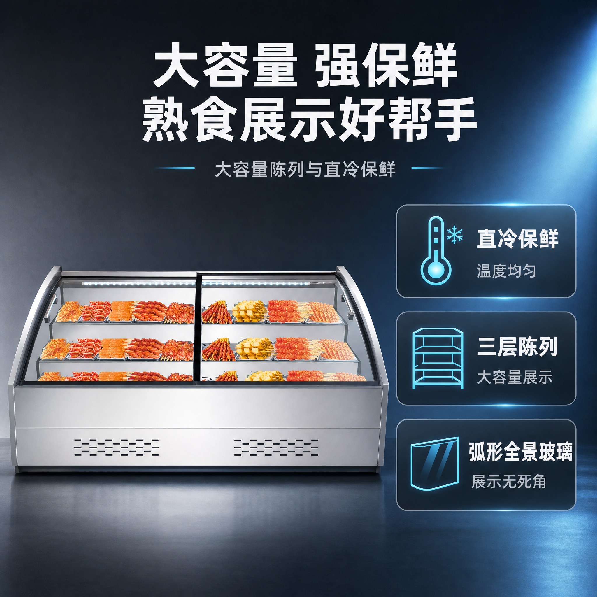 [主图-2] 核心价值 大容量陈列与直冷保鲜 突出展示柜的核心… - 图片创意预览