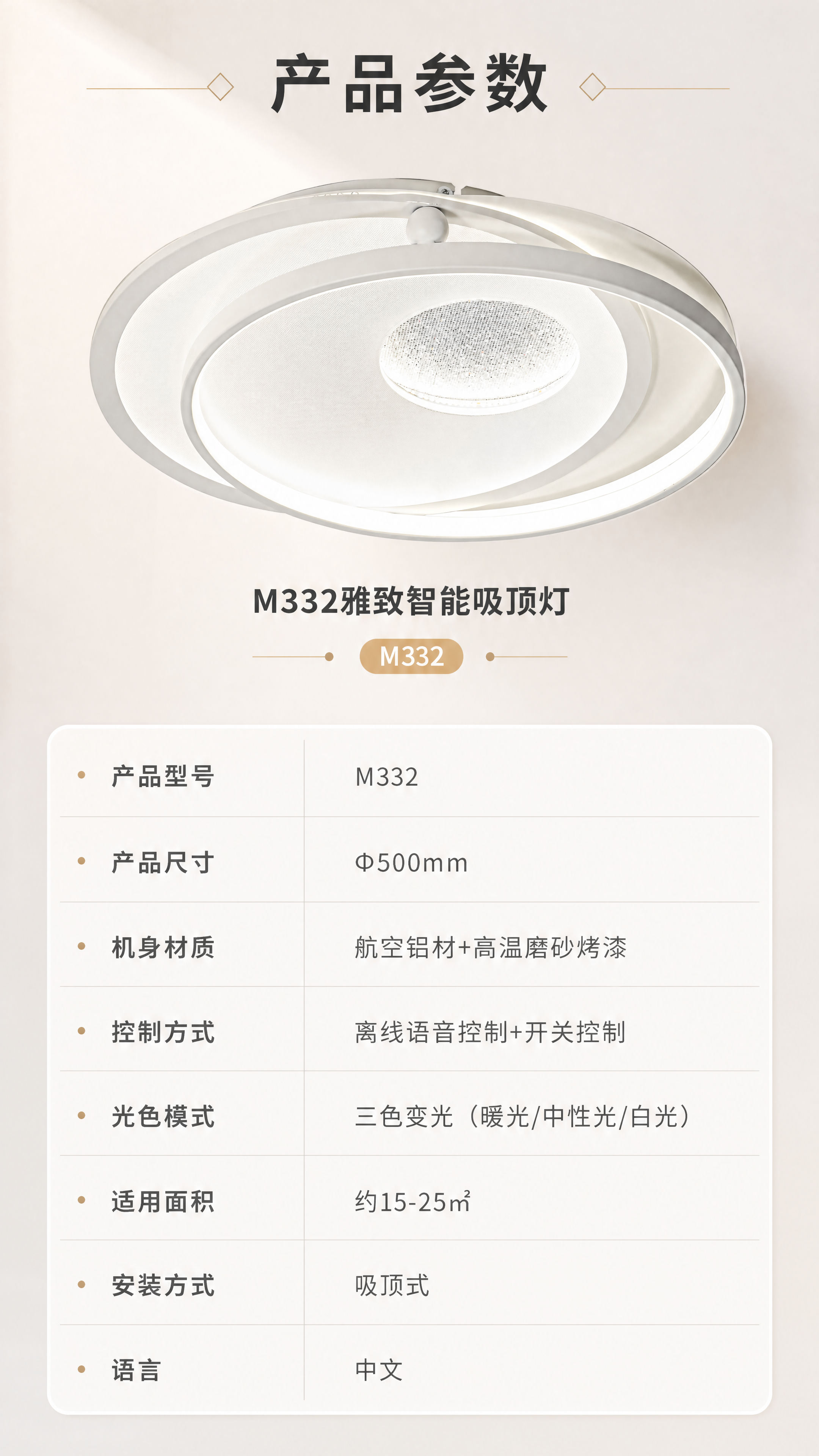 [商品] 使用【图1】M332雅致智能吸顶灯，正视图展示，产品… - 图片创意预览