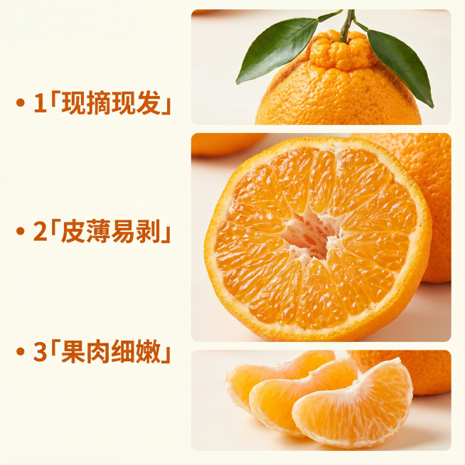 [主图 2] 耙耙柑核心卖点展示图；[氛围风格]清新自然生鲜风格，突出果肉品质；[画质]商业摄影质感、光线柔和通透、产品清晰真实、画面干净高级。[元素]保留原图的耙耙柑产品，切开的半颗耙耙柑居中放大展预览效果
