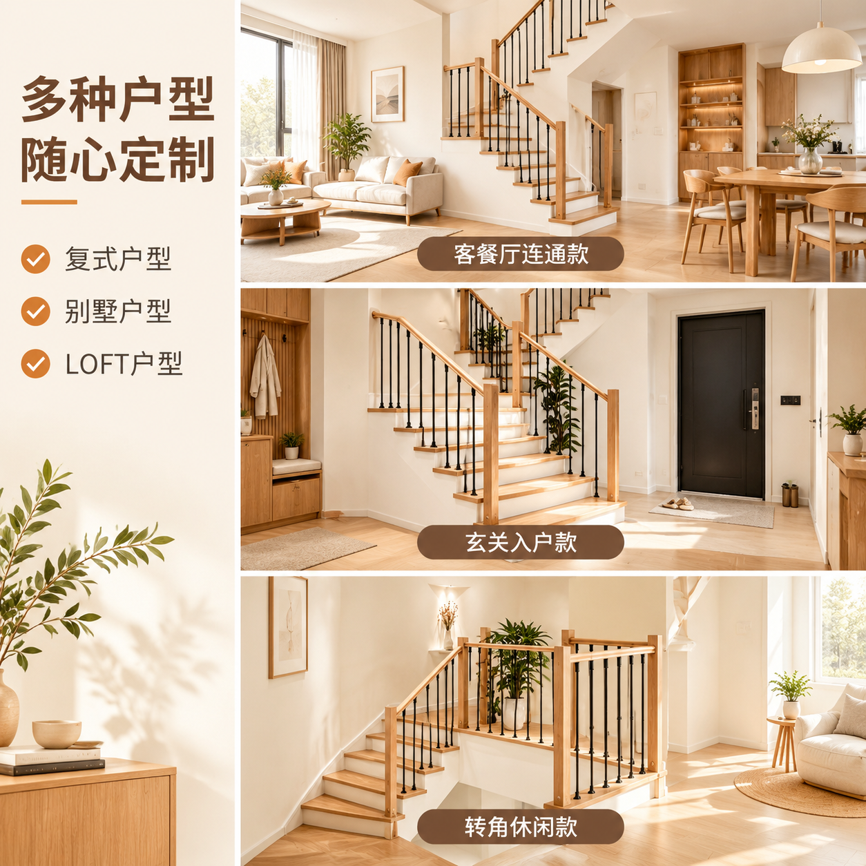 [主图-4] 多场景空间适配选购主图，展示楼梯在不同家居空间的… - 图片创意预览