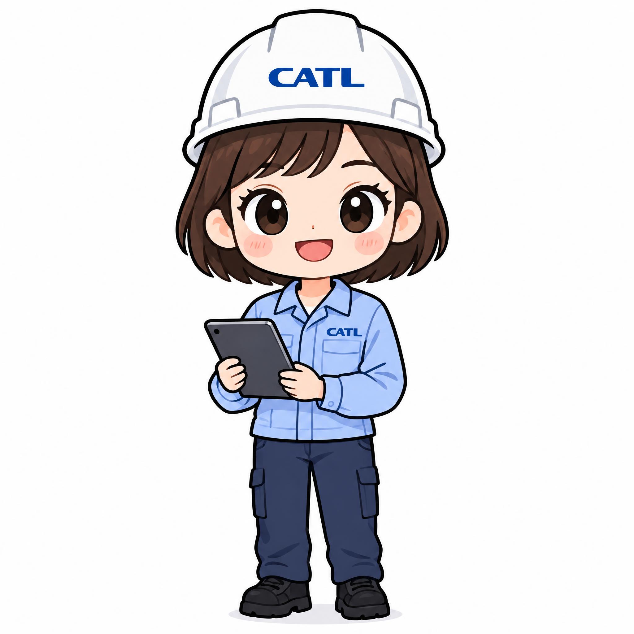 Q版可爱卡通人物，CATL女工程师形象，年轻女生，棕色短发，戴… - 图片创意预览