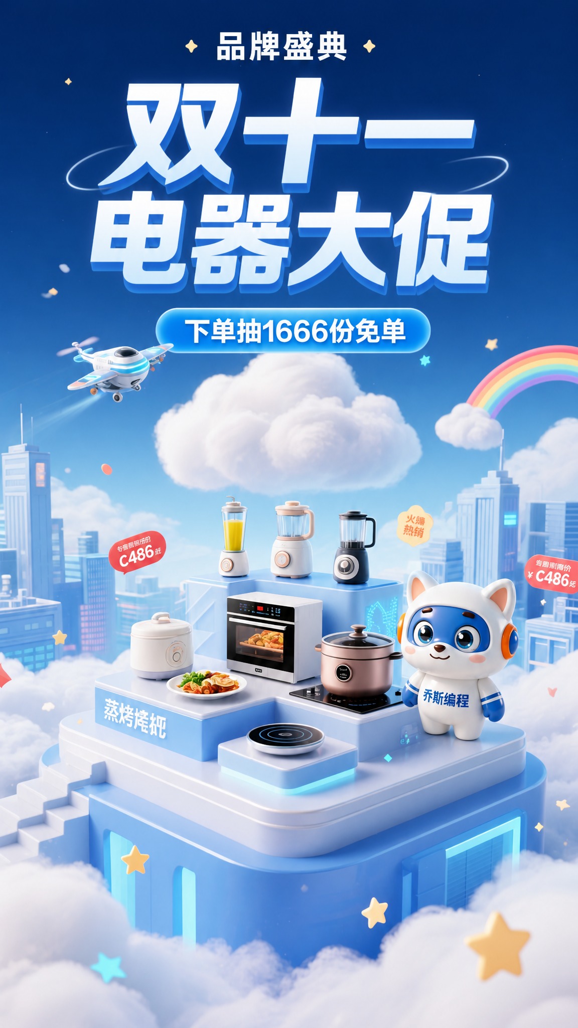 基于第一张参考图的版式骨架与3D卡通梦幻氛围，做以下修改： 1… - 图片创意预览