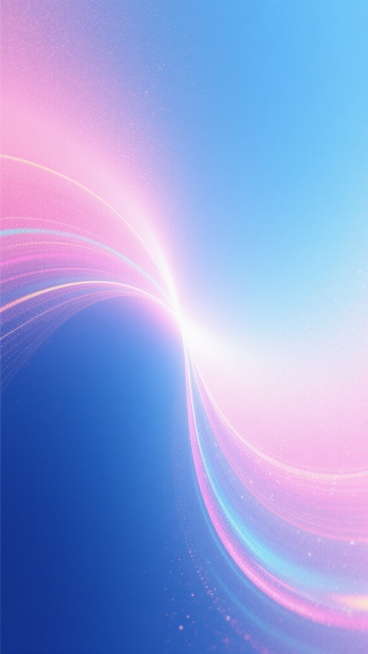 一张具有柔和渐变效果的背景图，整体呈现出数字艺术的平滑过渡质感，主色调由深邃的蓝色、明亮的粉色和清新的浅蓝色相互交融，色彩和谐自然，光影运用柔和，光线从画面中心向四周扩散，形成朦胧的光晕效果，背景带有细腻的磨砂颗粒感，营造出梦幻、宁静而又充满活力的氛围。在这个渐变背景上，添加了精致的炫彩纹路，纹路色彩与背景的蓝粉渐变相呼应，呈现出流动的、闪烁的光泽感，纹路线条流畅自然，与背景的柔和质感完美融合……预览效果