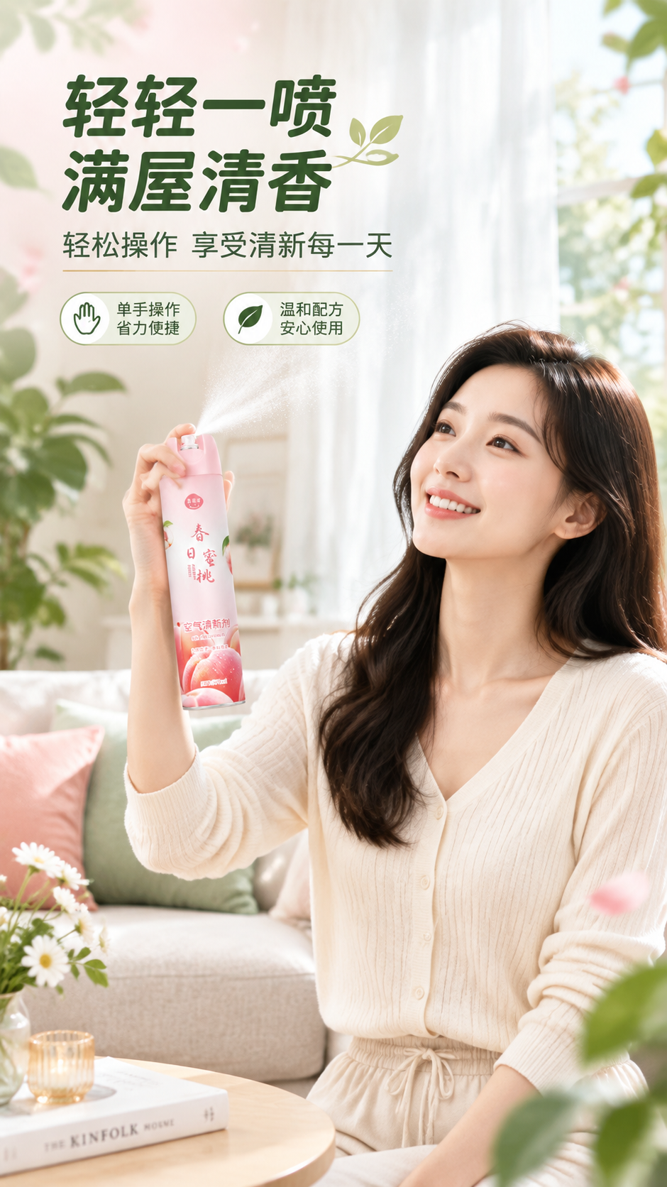 [商品] 使用【图1】春日蜜桃款空气清新剂；保留粉色罐身、蜜桃… - 图片创意预览