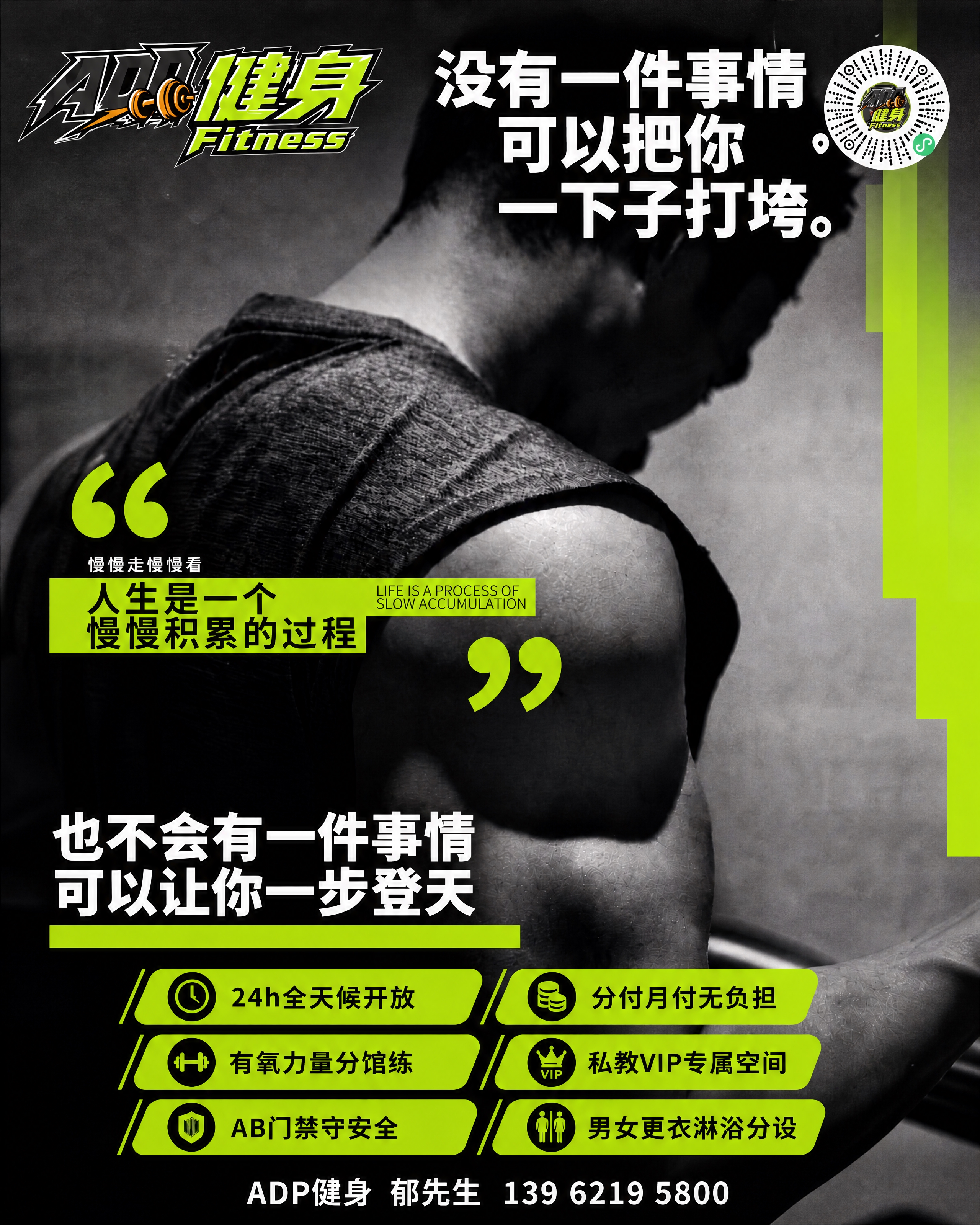 将这张健身海报调整为竖版灯箱画面尺寸，高3米，宽2.4米（竖版… - 图片创意预览