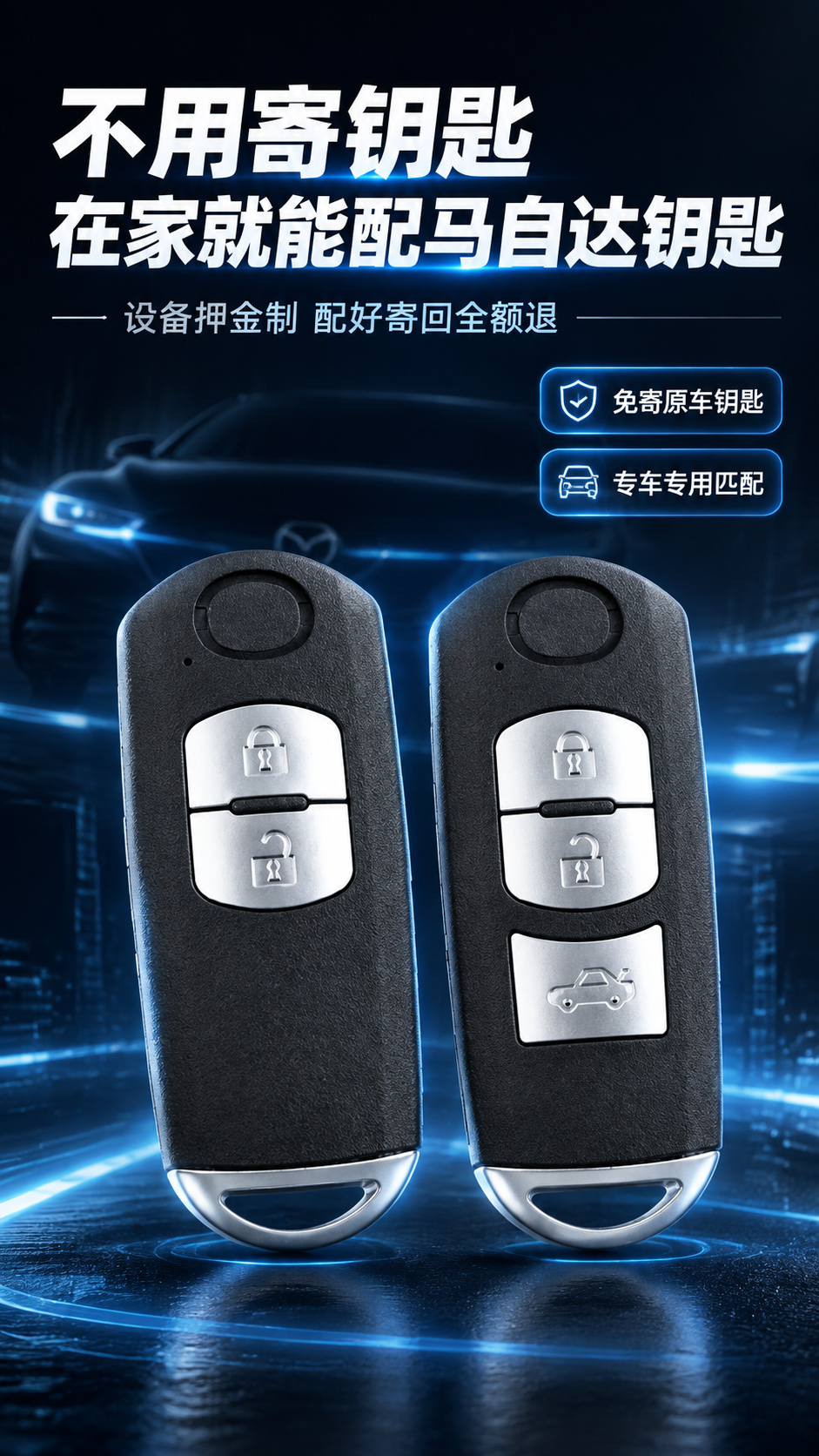 [商品] 使用【图1】马自达智能遥控钥匙两款（左侧2键款、右侧… - 图片创意预览