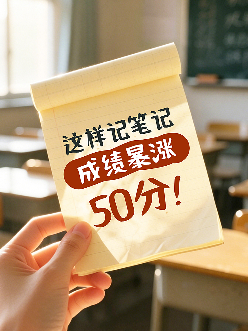 记笔记经验指南分享教育培训行业实景风小红书封面