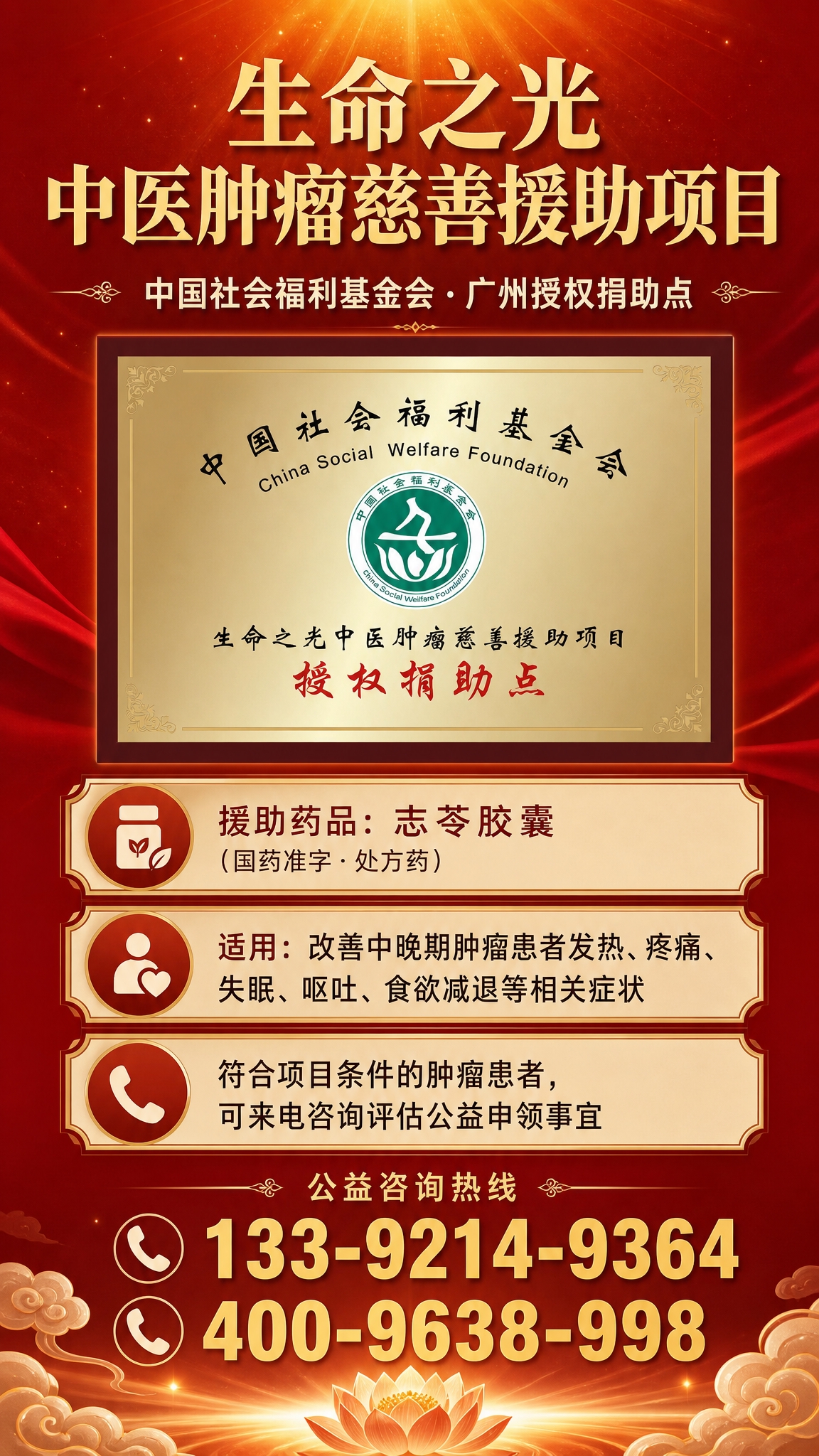 一张大气庄重的公益慈善援助项目宣传海报，竖版9:16比例。画面… - 图片创意预览