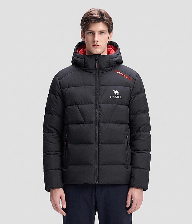 把图二的羽绒服服装手稿替换到图一的真人服装上