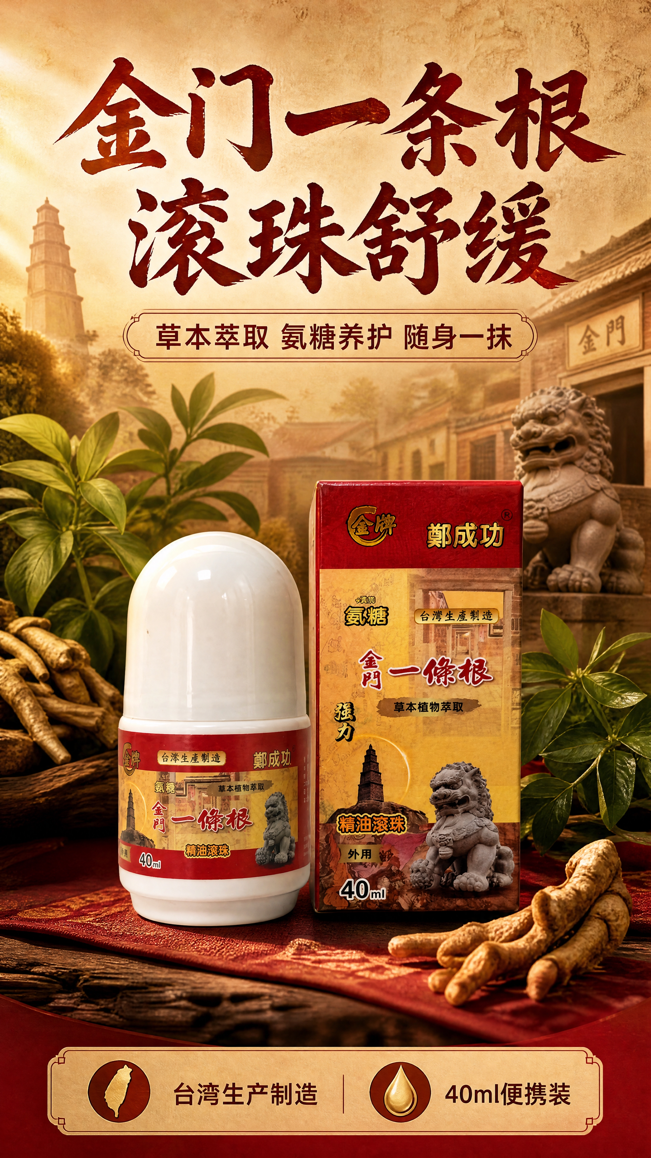 [商品] 使用【图1】金牌郑成功金门一条根氨糖精油滚珠（40m… - 图片创意预览