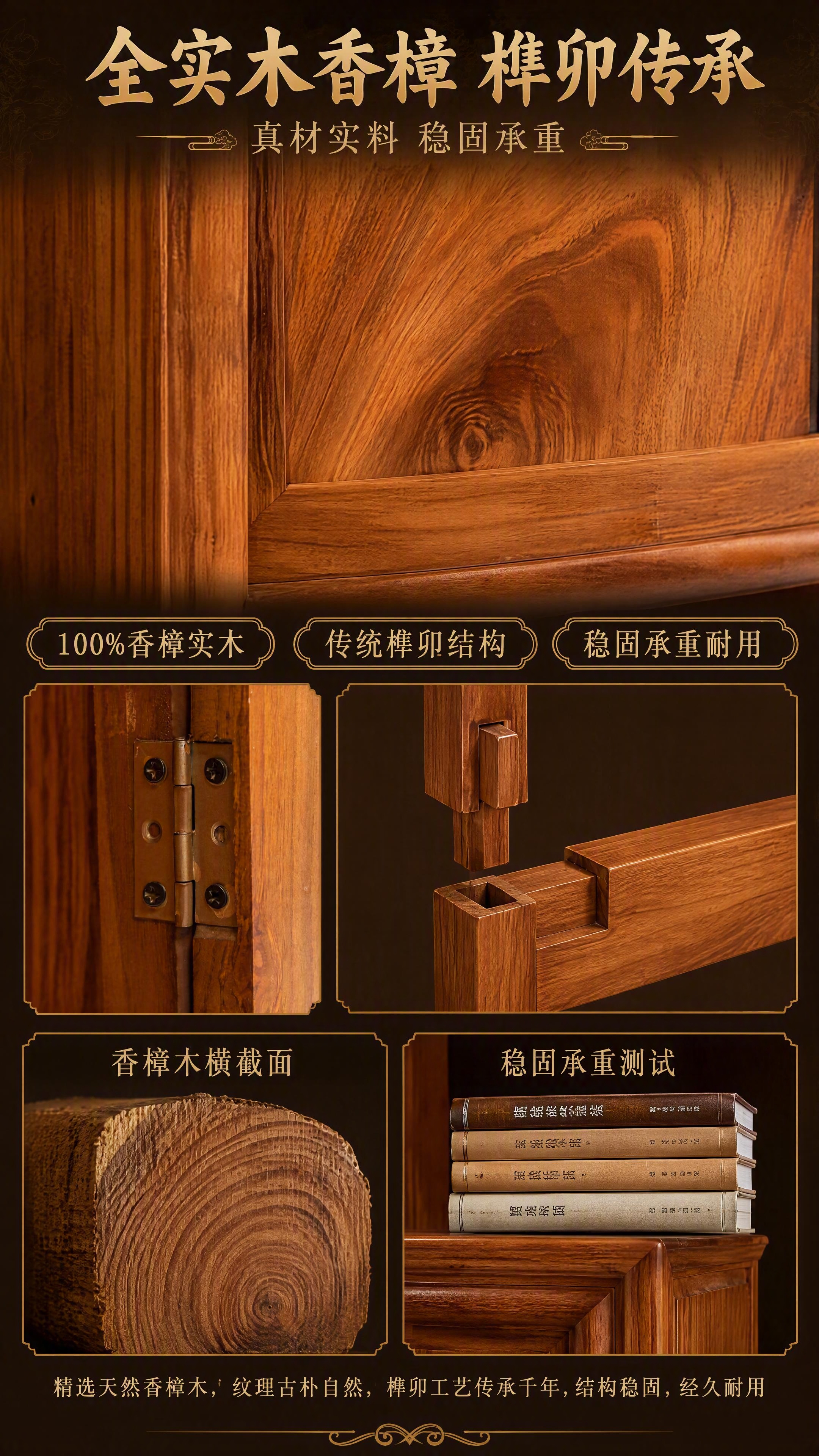 [第3张] 详情页材质工艺解析-香樟木榫卯结构展示。本张使用【… - 图片创意预览