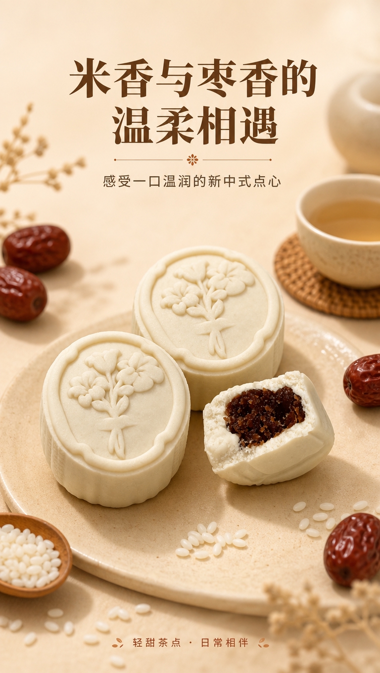 [商品] 使用【图1】完整米月饼 + 【图2】半块切面米月饼；… - 图片创意预览