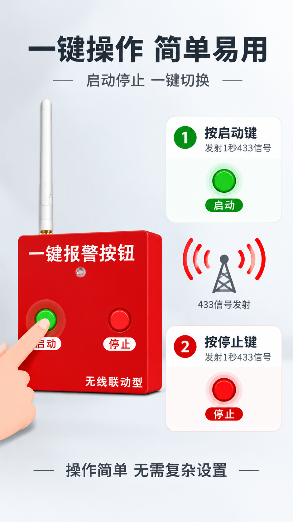 [商品] 使用【图1】红色无线启停按钮；保留红色方形外壳、白色… - 图片创意预览