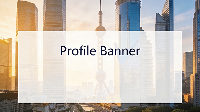 A professional background image for a female loan consultant's profile banner. Soft blurred backdrop of a modern financial district skyline at golden hour, warm golden and soft blue tones. Clean, minimalist, with negative space on the center for text overlay. No text, no watermark, no people. High resolution, professional, trustworthy, warm atmosphere, 16:9 aspect ratio