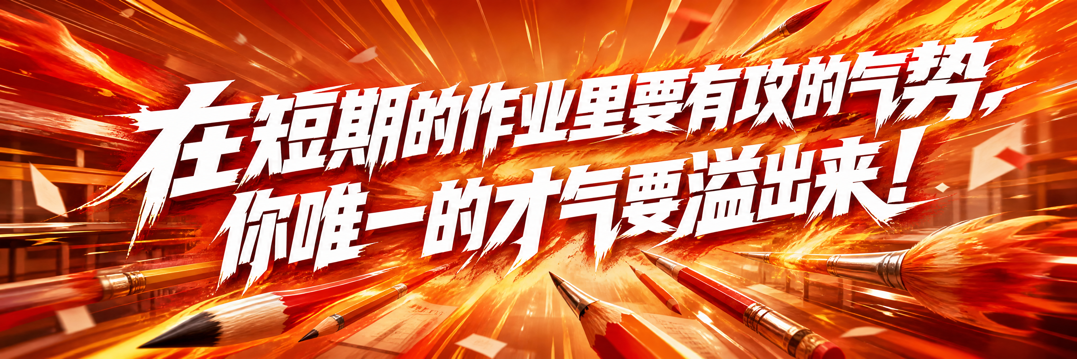 一条青春励志考试横幅设计，横幅比例4:1超宽幅。背景为考场冲刺… - 图片创意预览