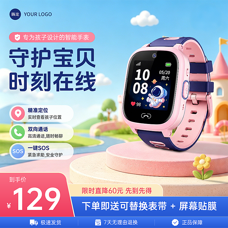 儿童智能手表卡通可爱电话手表直通车主图