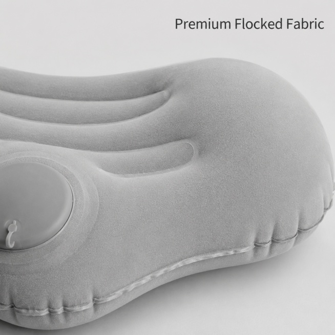 Based on the provided product image, generate a fabric detail main image for a light gray inflatable预览效果