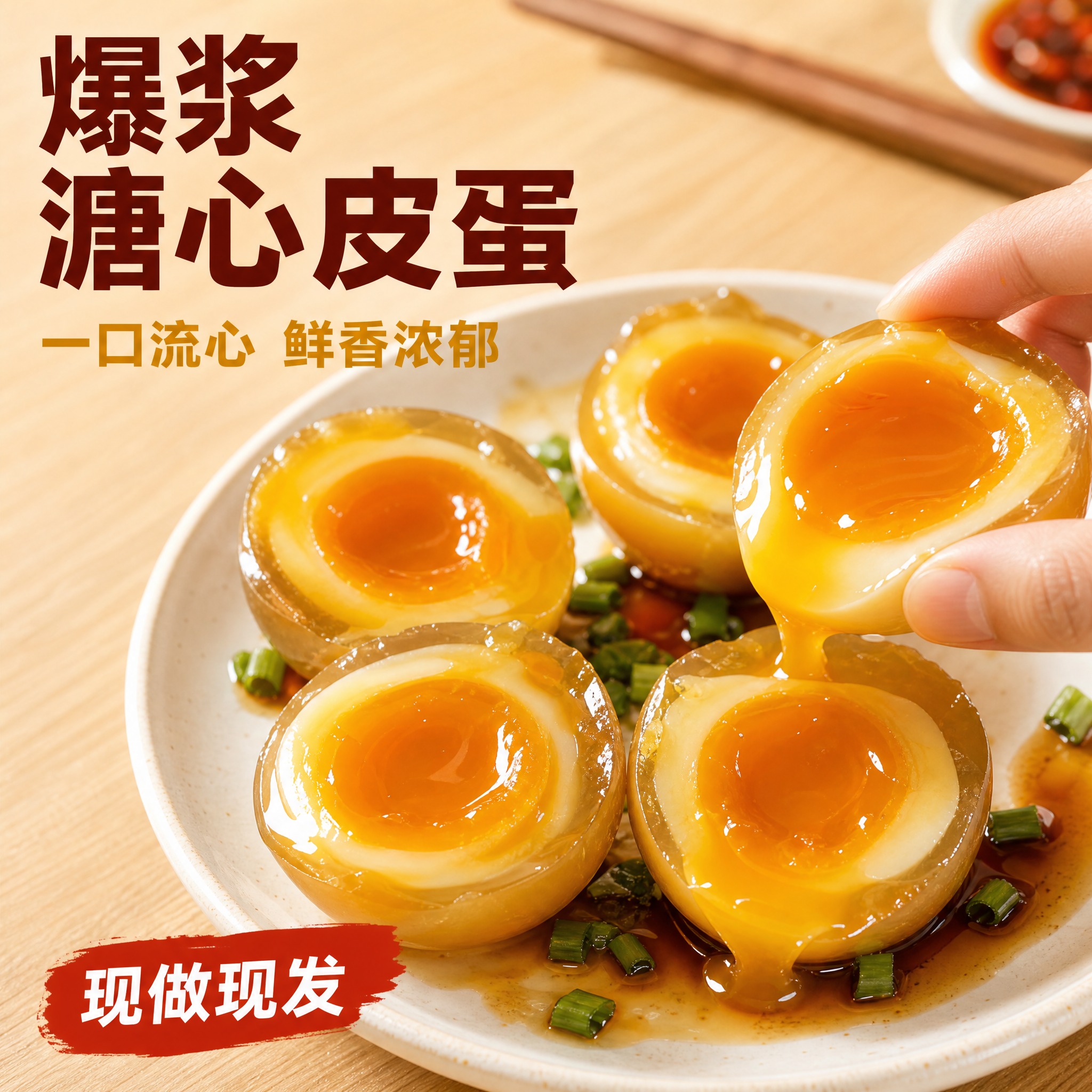 [主图-1] 黄心皮蛋首图 食欲感诱惑展示 抖音电商1:1主图… - 图片创意预览