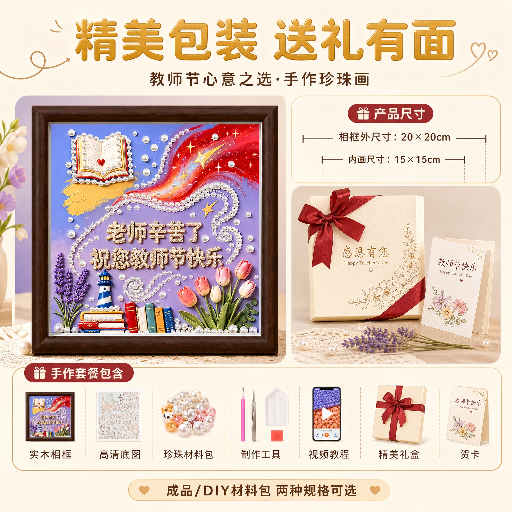 [主图-5] 规格与套餐决策图，展示产品尺寸、相框款式可选、包… - 图片创意预览