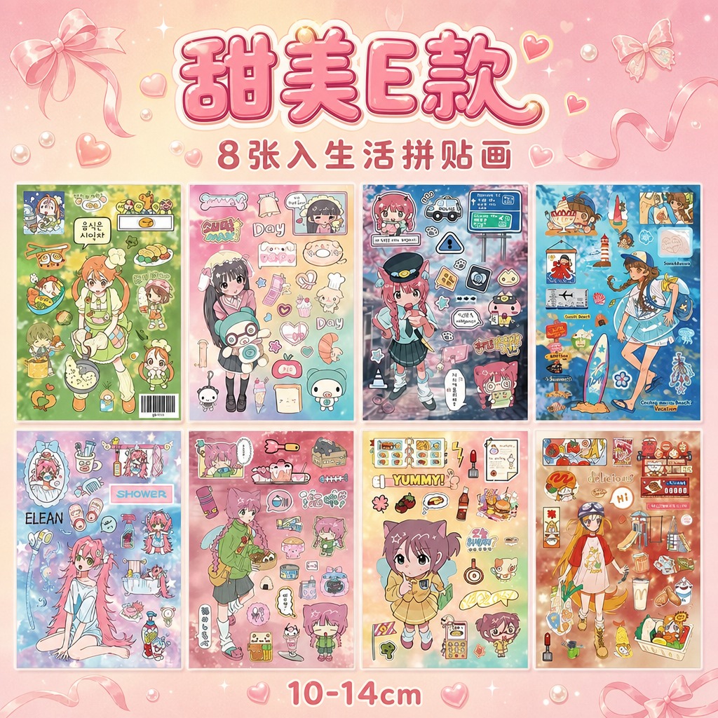 [甜美E款] 少女生活日记拼贴画 甜系拼贴风SKU主图。 [统… - 图片创意预览